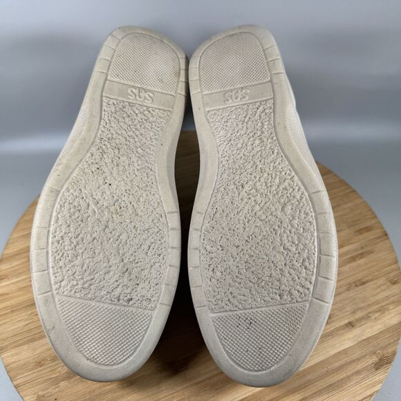 S SAS Womens Free Time Shoe Size 8 WIDE Bone Cream Leather Casual Sneaker Lace l - Picture 6 of 8